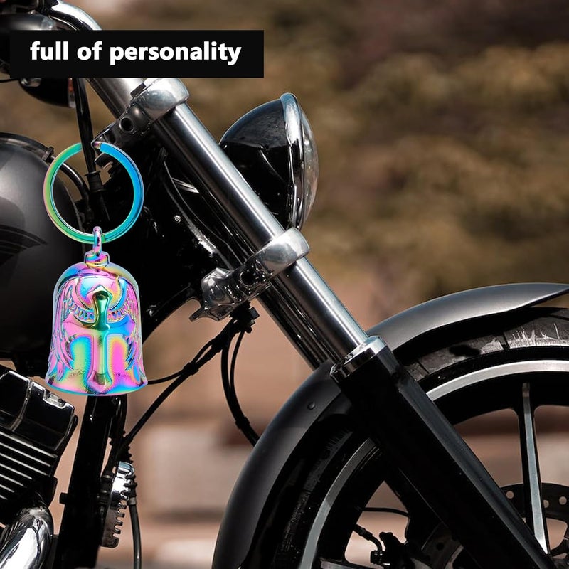 CYZBTBl Motorcycle for Bells - Motorcycle Angel Bell for Men Women,Bell Biker Accessory,Guard Riding Safety (Cross Black) - Image 3